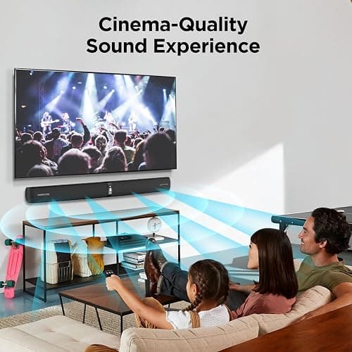 Assistrust Sound Bar for Smart TV,90W Soundbar with Bluetooth/ARC/Optical/AUX Connect, Auto Volume Boost, 3 Customizable Equalizer Modes, 2 in 1 Detachable Soundbar for TV/PC/Gaming/Projectors - Black thumbnail 6