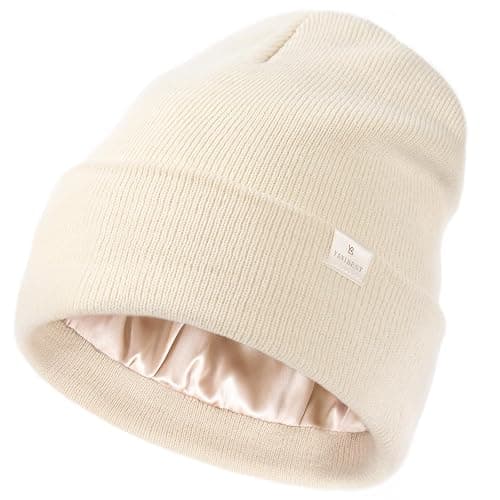 YANIBEST Satin Lined Beanie for Women Reduce Frizz Winter Hats for Women Men Silk Lining Soft Slouchy Warm Cuffed Less Static - Image 1