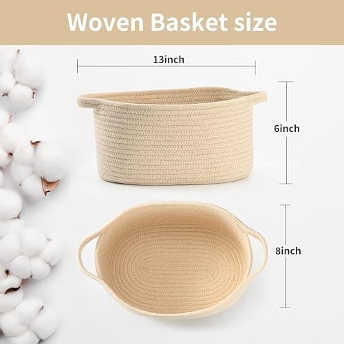 Happyiren Cute Woven Gift Basket – Beige Empty Gift Basket for Nursery, Baby Shower Gifts, Birthday, Wedding, Burr Baskets for Valentines Day,, Decorative Storage Bin for Toys, Diapers, Books thumbnail 3