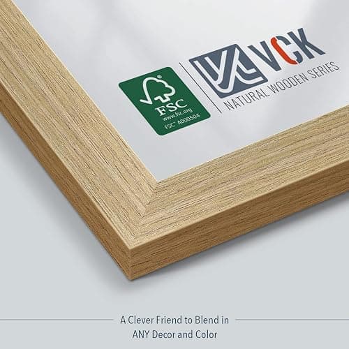 VCK 24x36 Poster Frame Set of 3 - Oak, Natural Solid Wood Picture Frames, Wall Gallery Frame thumbnail 5