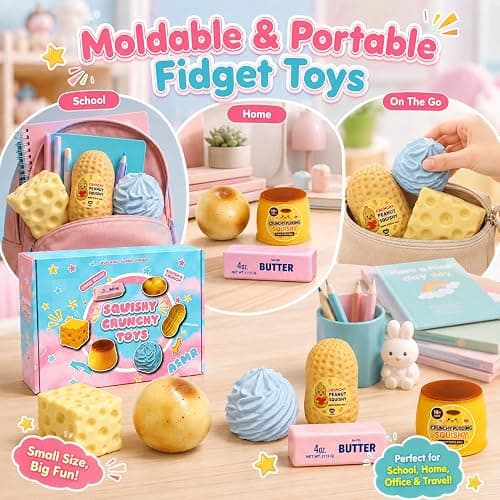 6PCS Crunchy Squishy Box Mystery Fun Asmr Feel Set | Crunchy Squishies Stress Balls Blind Slow Return Squishies, Relief Hand Relax Desk Decor Party Favor Gifts for Adult thumbnail 5