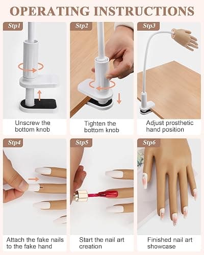 Practice Hand for Acrylic Nails, Silicone Hand for Nail Practice, Nail Tips Won't Fall off Nail Hand, Flexible Nail Practice Hand for Beginners,13.7 x 6.29 x 1.88in thumbnail 5