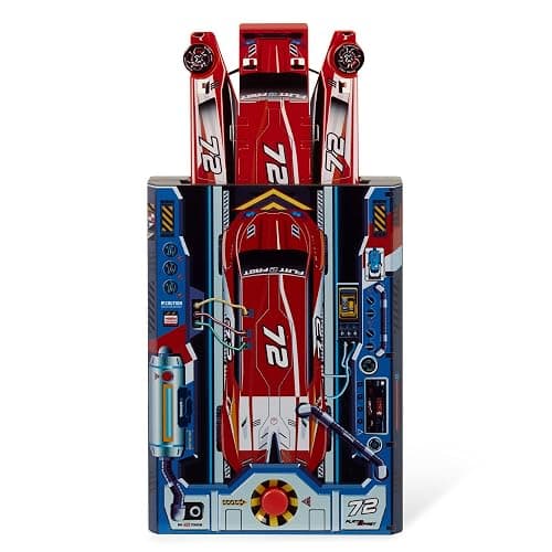 FLAT 2 FAST Original Stunt Card Racer – Flat Car Racer and Pocket Size Racecar Launcher with Built-in Button for Stunt Launching and Racing – Compact – Red thumbnail 5