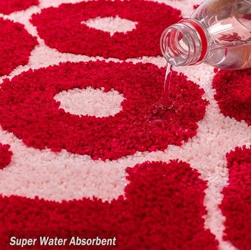 Urtlmaji You Look Good Bath Mat Bathroom Rugs Funny Cute Bath Rugs Non Slip Microfiber Plush Preppy Small Cool Shower Rug Washable Absorbent Floor Mat for Bathtub Sink 25"x21" Red & Pink thumbnail 4