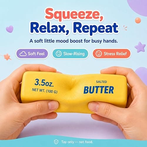 Butter Squishy, Soft Rising Squeeze Toys, Butter Stick Squishy Fidget Toys and Stress Balls Squishies for Office Desk Toys, Party Favors & Birthday Gifts. thumbnail 8