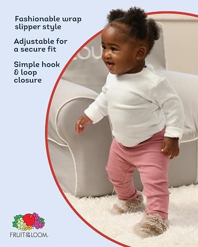 Fruit of the Loom Cozy Thermal Wrap Booties with Non-slip Grips for Baby Girls, Boys, Unisex - thumbnail 4