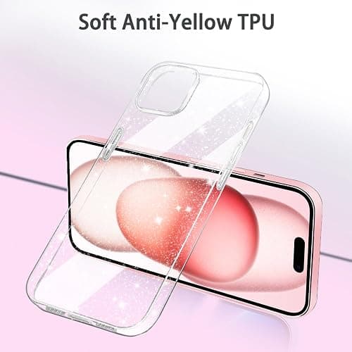 JJGoo Compatible with iPhone 15 Case Glitter, Clear Transparent Soft TPU Sparkle Anti-Scratch Shockproof Protective Phone Bumper, Women Girls Slim Bling Sparkly Phone Case thumbnail 3