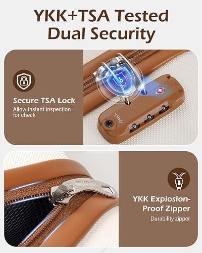 Long Vacation Luggage Sets 4 Piece Luggage with ABS+PC Hardshell, Spinner Wheels & YKK Zipper TSA Lock for Travel Esssentials (White-Brown, 6 Piece Set) thumbnail 6