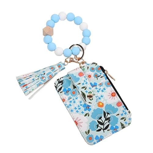 Angyape Women Boho Beaded Wallet Keychain Wristlet Wallet for Women Tassel Silicone Keychain Card Holder Small Purse Gifts thumbnail 8