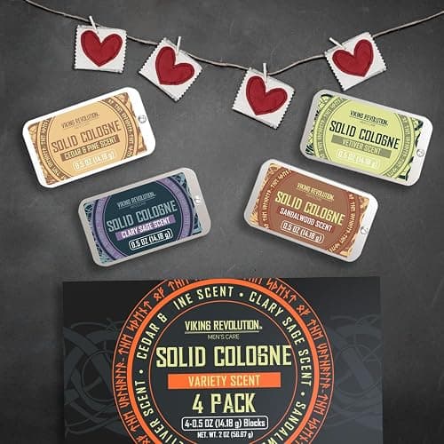 Viking Revolution 4 Pack Mens Solid Colognes 0.5 Oz - Men Solid Perfume with Cedar Wood, Clary Sage, Vetiver, Sandalwood Cologne for Mens - Travel Cologne Wax Gifts for Men thumbnail 3