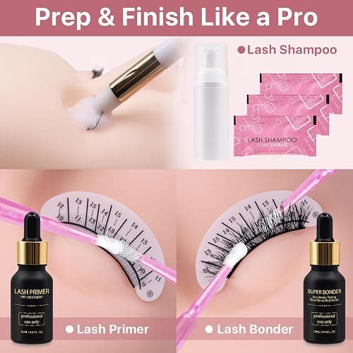 Pretty memory Eyelash Extension Kit with Training Course, PDF Guide & Certificate – Complete 446 Pcs Lash Practice Set with Mannequin Head, Glue, Tweezers, Fan, Primer & Bonder for Beginners thumbnail 6