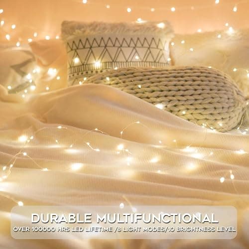 suddus Fairy Lights Battery Operated with Remote, 33ft 100 LED Dimmable Twinkle Lights with Timer, Waterproof Copper Wire String Lights for Bedroom, Christmas, Tree, Indoor Outdoor Decor (Warm White) thumbnail 7