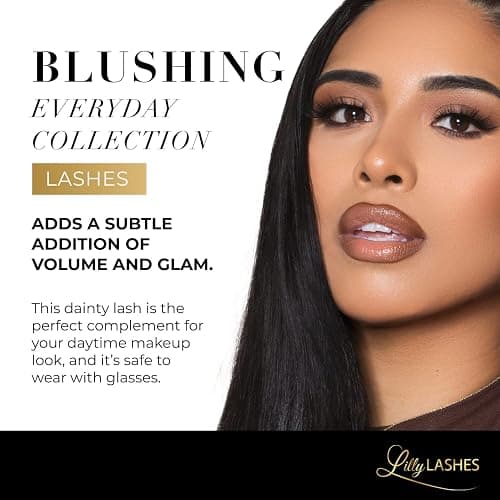 Lilly Lashes Everyday Blushing Natural Lashes, Faux Mink Natural Eyelashes, False Eyelashes Everyday Use, Individual Lashes Reusable up to 20x, No Lash Glue Included (13mm) thumbnail 2