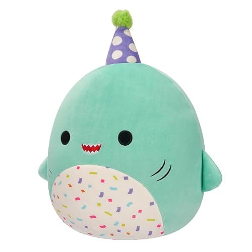 Squishmallows Original 12-Inch Sharon The Teal Shark with Party Hat + Confetti Belly - Official Jazwares “Happy Birthday” Plush (Medium-Sized) thumbnail 4