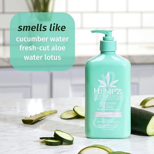 Hempz Body Lotion - Cucumber & Aloe Herbal Limited Edition Daily Moisturizing Cream, Shea Butter, Aloe, Cucumber Extract Body Moisturizer - Skin Care Products, Hemp Seed Oil - 17 Fl Oz thumbnail 4