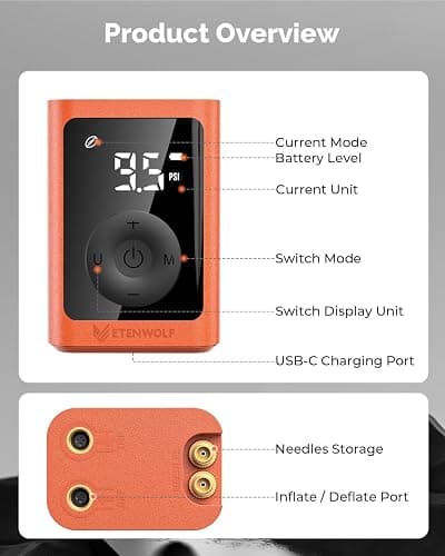ETENWOLF P300 Plus Ball Pump, Electric Basketball Pump Inflation and Deflation, with 3200 mAh Rechargeable Battery, Air Pump for All Sports Balls thumbnail 2