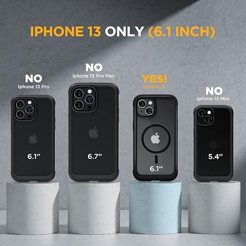 Miracase Glass Series Designed for iPhone 13 Case 6.1 inch, 2023 Upgrade Full-Body Magnetic Clear Bumper Case with Built-in 9H Tempered Glass Screen Protector,Black thumbnail 7