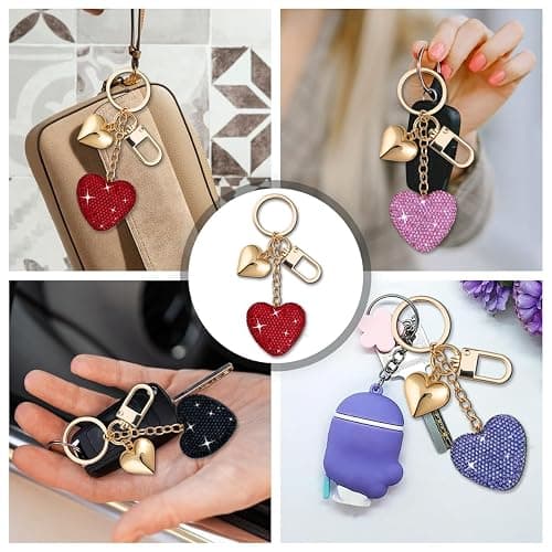 Heart Keychain Cute Bling Rhinestone Key Chain For Car Keys Bag Charms Purse Charms Accessories thumbnail 7