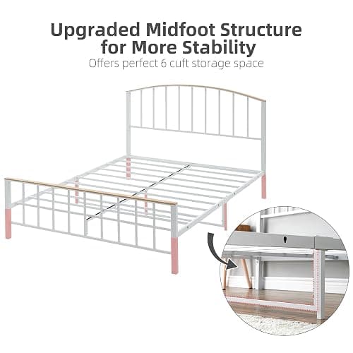 GarveeHome Queen Bed Frame, Metal Platform Bed with Headboard | Sturdy Metal Queen Bed Frame with Headboard ,4 Underbed Storage Drawers,No Box Spring Needed thumbnail 9