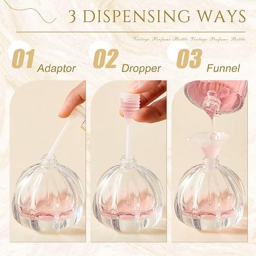 Teenyyou 12 Pack 50ml/1.7oz Pumpkin Shape Portable Retro Perfume Spray Bottle Empty Glass Refillable Perfume Atomizer Pumpkin Shape Antique Bottles with Refill Tool for Travel Home Decor(Gold) thumbnail 4