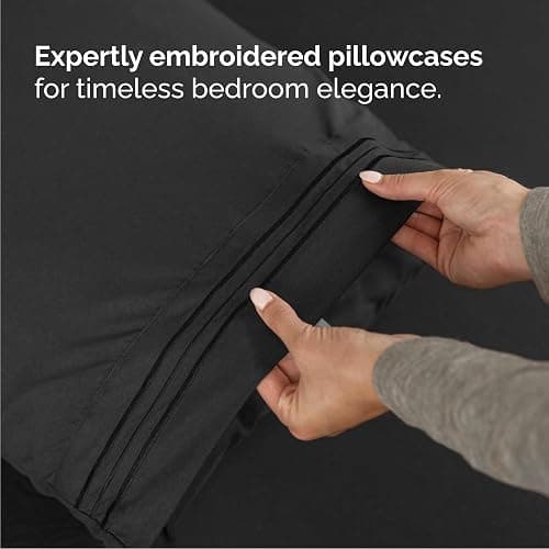 Queen Size 4 Piece Sheet Set - Comfy Breathable & Cooling Bed Sheets Set - Hotel Luxury Bedding for Women, Men, Kids, Teens, Boys & Girls - Deep Pockets, Ultra-Soft, Wrinkle Free - Oeko-Tex - Black thumbnail 6