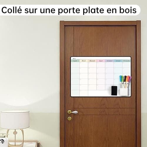 MCCORL 42x28 cm Calendrier Adhesif Tableau blanc Planning Mural, Planificateur Mensuel/Semainer effaçable parfait pour Planification des Tâches, Organiseur Hebdomadaire Repas familial - en Français thumbnail 6
