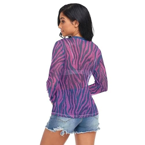 Gugusary Women's Long Sleeeve Mesh Shirts Red Heart Tops See Through Going Out Blouses Sexy Slim Fit T Shirt S thumbnail 2