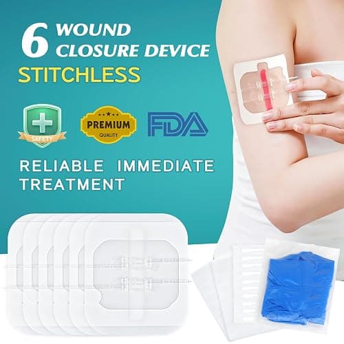 Zip Stitch Wound Closure Kit - 6 Pcs Butterfly Bandages, Surgical Quality, Quick Clot, Suture-Free Surgical Repairment, First Aid Wound Care - Easy Emergency Laceration Closure thumbnail 2