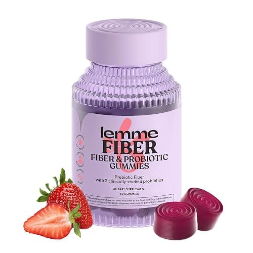 Lemme Fiber & Probiotic Gummies for Adults, Promotes Regularity & Digestive Health, No Sugar Added Strawberry Flavor, 4g Prebiotic Fiber & Clinically Studied Probiotic Strains, (60 Count) - Image 1