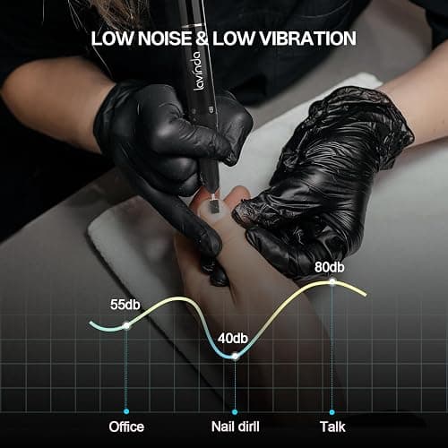 Lavinda Nail Drill Professional Electric Nail File, Black Rhinestone | 35000RPM, 10-12h Runtime, LED Display, Low-heat Coreless Motor, Shapes Acrylic/Gel Nails Manicure for Nail Technicians thumbnail 4