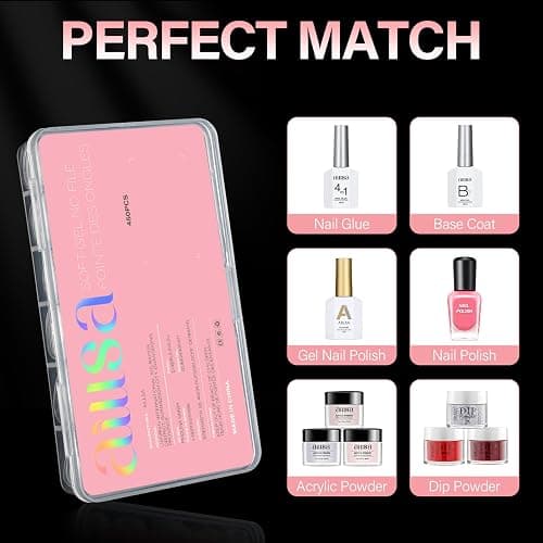 AILLSA Short Almond Nail Tips 450PCS Acrylic Gel Double-sided Matte Clear Pre-Buff Gel Nail Tips No Need Base Coat Press on Nails Tips for Extension 15 Sizes thumbnail 7