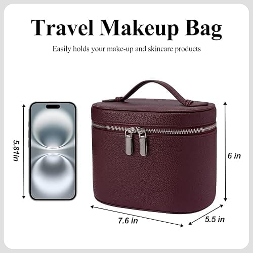 honitty Makeup Bag, Travel Make up Case with Compartments and Handle, Portable Cosmetic Organizer Bags,Toiletry Bag for Women thumbnail 2