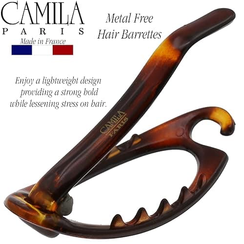 Camila Paris CP2316 French Hair Barrette Clip, Flexible Ponytail Holder No Metal Parts, Strong Hold Grip Hair Clips for Women, No Slip and Durable Styling Girls Hair Accessories, Made in France thumbnail 5
