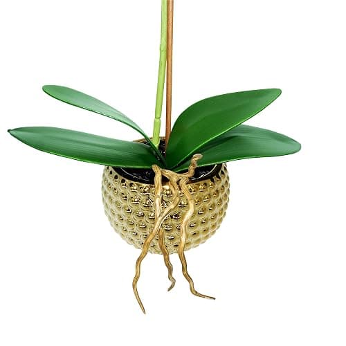 Hisow Orchids Artificial Flowers, 15" Faux Orchid in Gold Flower Pot Real Touch Flowers in Pot Large Flower Arrangements Artificial Centerpiece for Home Living Room Bathroom Kitchen Decoration (White) thumbnail 6