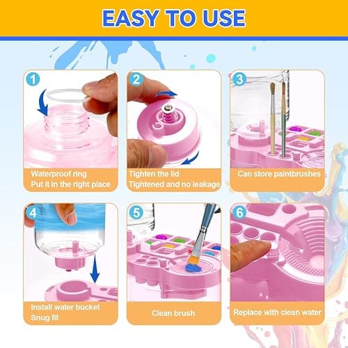 JEChrochen Upgraded Paint Brush Cleaner Tool,Brush Rinser Cup Painting Running Water Circulation Art Supplies for Acrylic,Watercolor and Water Based Creative Gift for Adult Artist Beginner and Painter thumbnail 6