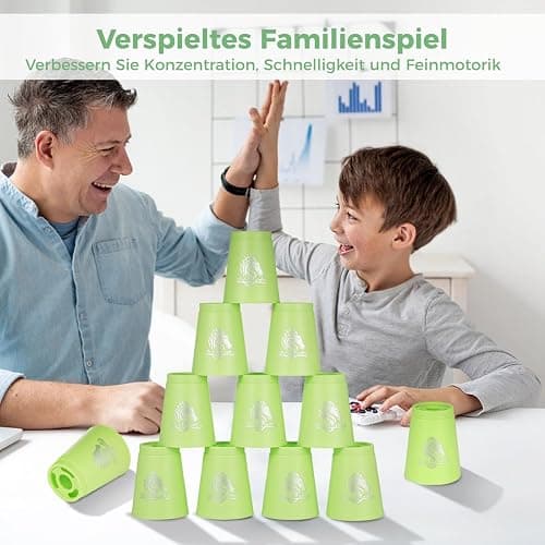 yeesport 48 PCS Sport Stacking Cups with Horse Pattern, Sport Training Game for Challenge Competition, Plastic Stacking Cups, Classic Family Game for Youth and Adults, Red+Blue+Green+Yellow thumbnail 5