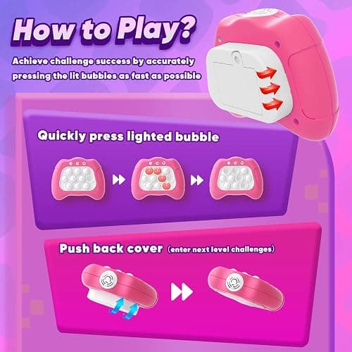 Byserten Handheld Game Toy for Kids Age 6-12, Sensory Fidget Toys for Kids 8-12, Birthday Gifts for 6 7 8 9 Year Old Girls & Boys & Teens -Dark Pink thumbnail 7