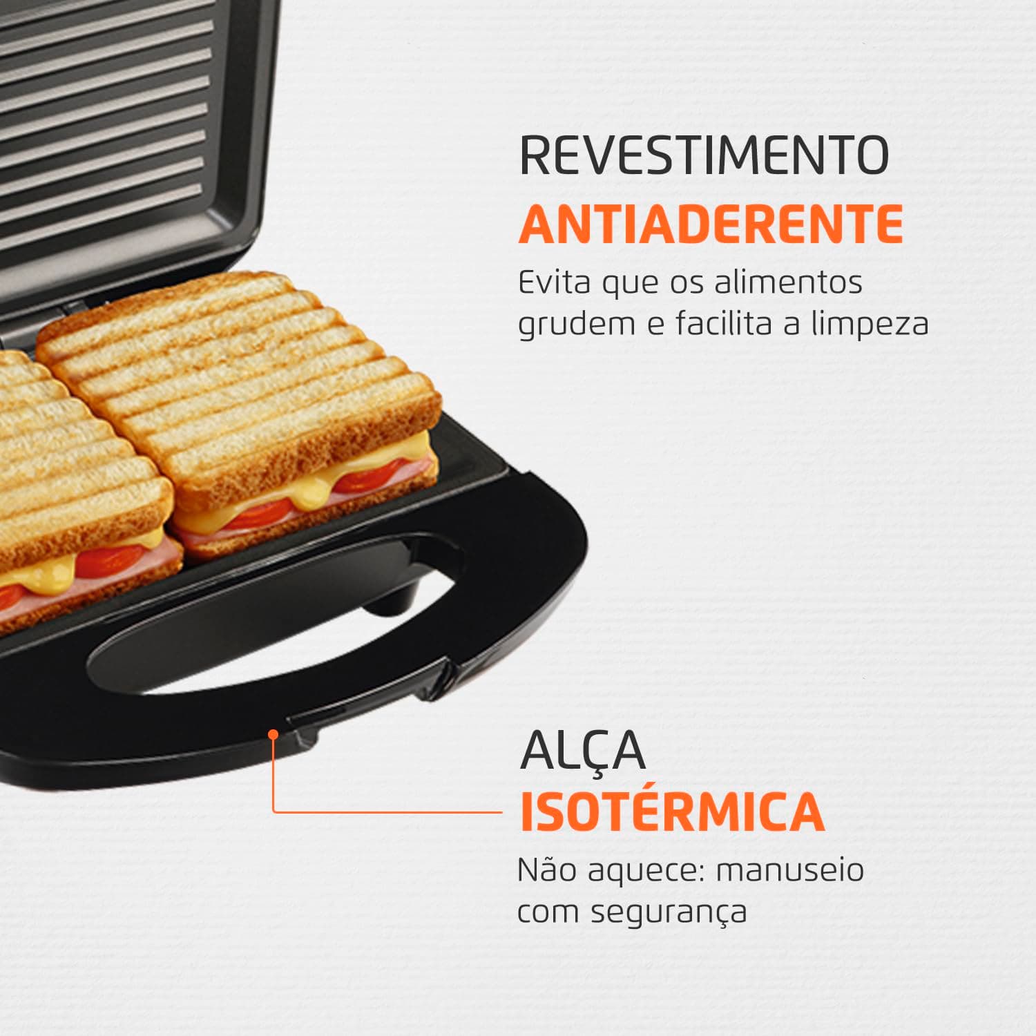 MONDIAL Grill e Sanduicheira Premium, Preto/Inox, 800W, 220V - S-07 thumbnail 3
