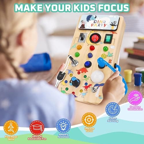 wakeInsa Montessori Busy Board,Montessori Toys for 1-3 Years Old,Baby Sensory Board,Preschool Learning Activities,Wooden Toys for Toddler,Christmas & Birthday Gift for Boys & Girls thumbnail 5
