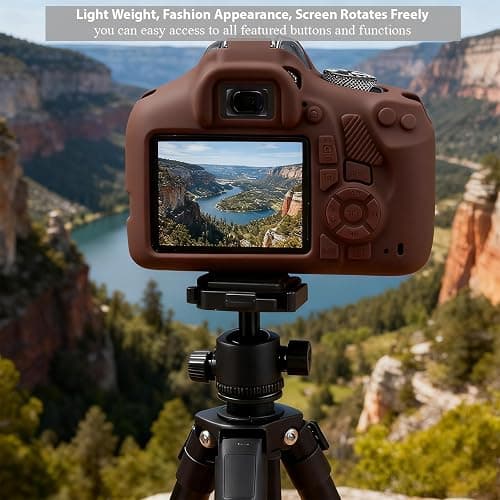 Frevyve Case for Canon EOS Rebel T7 Rebel T6 Camera, Soft Silicone Rubber Protective Camera Case Cover Accessories, Lightweight, Anti-Scratch with Button Marking for EOS Rebel T7 T6 (Brown) thumbnail 3