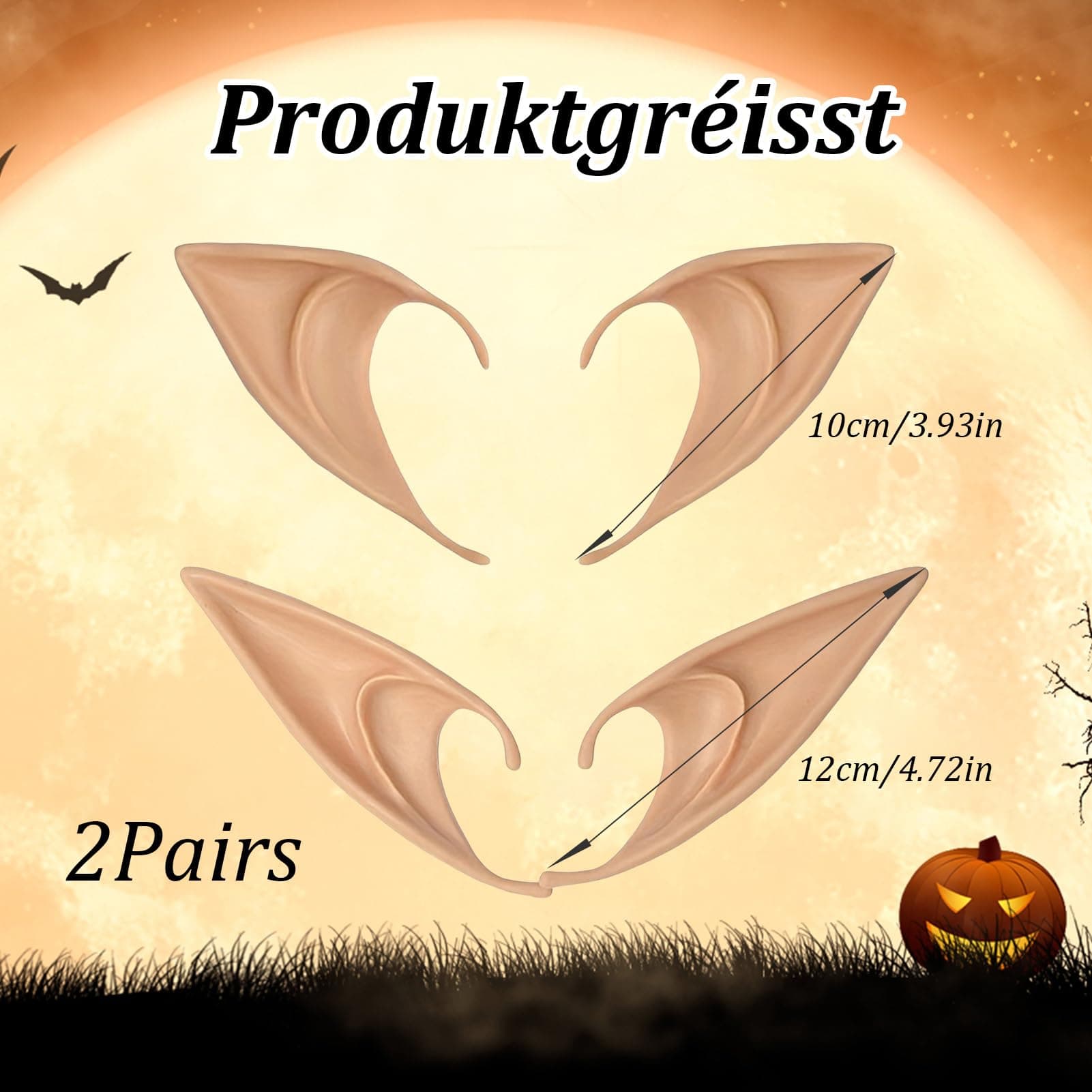 2 Pairs of Elf Ears, Elves Soft Latex Ears, Elf Ears, Jewellery for Kids and Adults, Lace Ears, Cosplay Accessories, Masquerade, Costume Party thumbnail 3