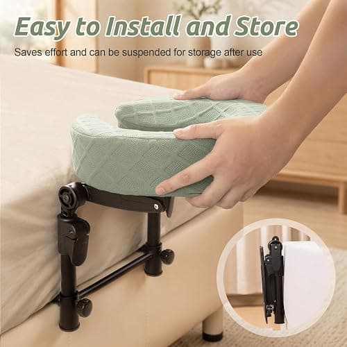 Massage Headrest for Bed, Head Holder & Face Cradle with Face Down Pillow | Extra Pillow Cover & 50 Disposable Cradle Covers, Armrest Kit with Massage Pillow, Portable Massage Table for 6-17" Mattress thumbnail 4