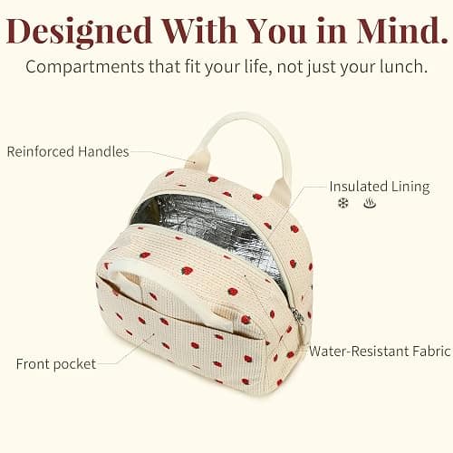 LOVELYWIND Lunch Box for Women Cute Lunch Bags for Women Lunch Tote Bags Reusable Insulated Lunch Box Large Capacity Reusable Insulated Cooler for Work or Travel Gifts or Beach thumbnail 9