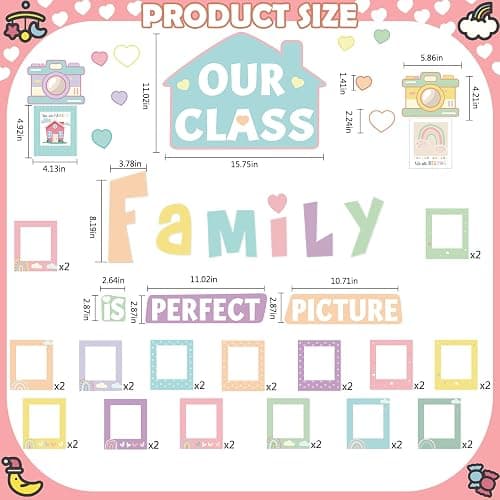 EIHFHIE 52 Pcs Pastel Pop Classroom Decor, Our Class is a Family Picture Frame Bulletin Board Sets for Back to School Nursery Chalkboard Wall Door Decor Teacher Supplies thumbnail 4