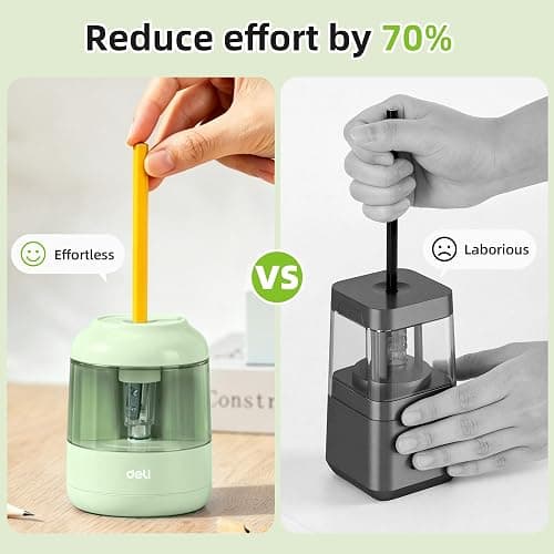 deli Electric Pencil Sharpener, Battery Operated, 6.5–8mm for Classroom | Battery Electric Pencil Sharpener, Durable Blade 5000+ Sharpen, Fits 6.5-8mm Pencils Classroom Kids Home thumbnail 6