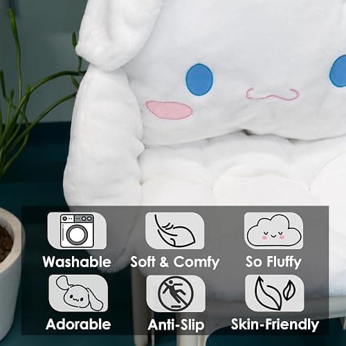 Juju White Kawaii Cushion - Kawaii Room Decor - Seat Cushions for Office Chairs - Office Chair Cushions - Car Seat Cushion - Gaming Room Decor - Gaming Desk Accessories Floor Pillow (White) thumbnail 4