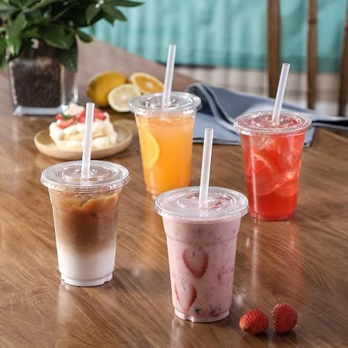 VITEVER [100 Sets - 16oz] Clear Plastic Cups with Lids and Straws, Disposable Iced Coffee Cups for Smoothie, Milkshake, Cold Drinks - BPA free thumbnail 6