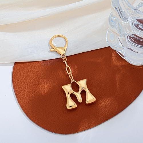 LILIE&WHITE Gold Bubble Initial Keychain For Women Handbag Charms Fashion Alphabet Keychain Accessories Gift thumbnail 4