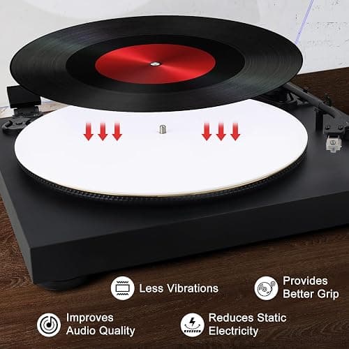 White Acrylic Turntable Slipmat for Vinyl Player, 12" Platter Mat Reduces Noise Anti-Static Turntable Accessory for Vinyl Record Players thumbnail 3