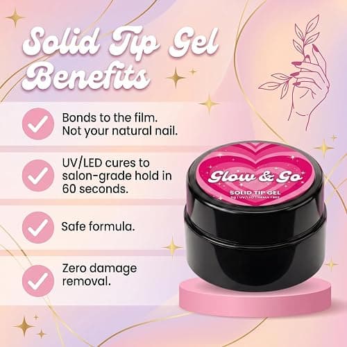 Glow and Go Nail Glue - 10g Nail Glue for Press Ons, Solid Nail Glue Gel for Nails, LED Lamp for Acrylic Nails Tips (1pc) thumbnail 2